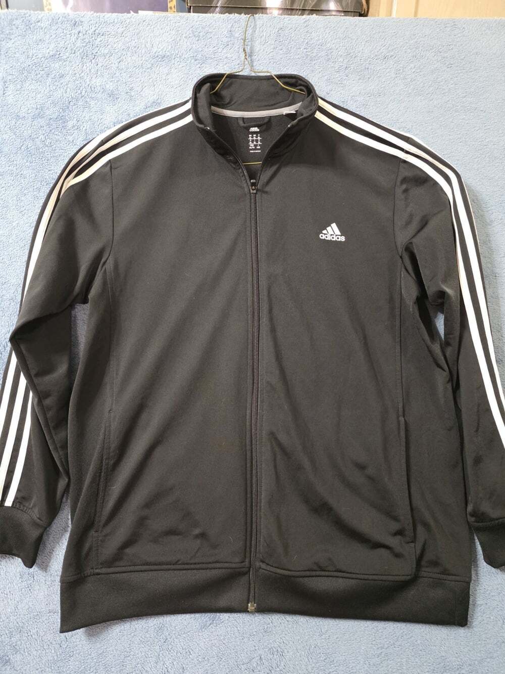 Adidas Essentials Men's XL Warm-Up Track Jacket Black 3-Stripes